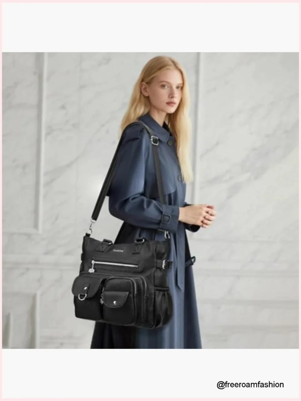 Large Crossbody Hobo Tote Bag with Adjustable Strap, Vegan Leather